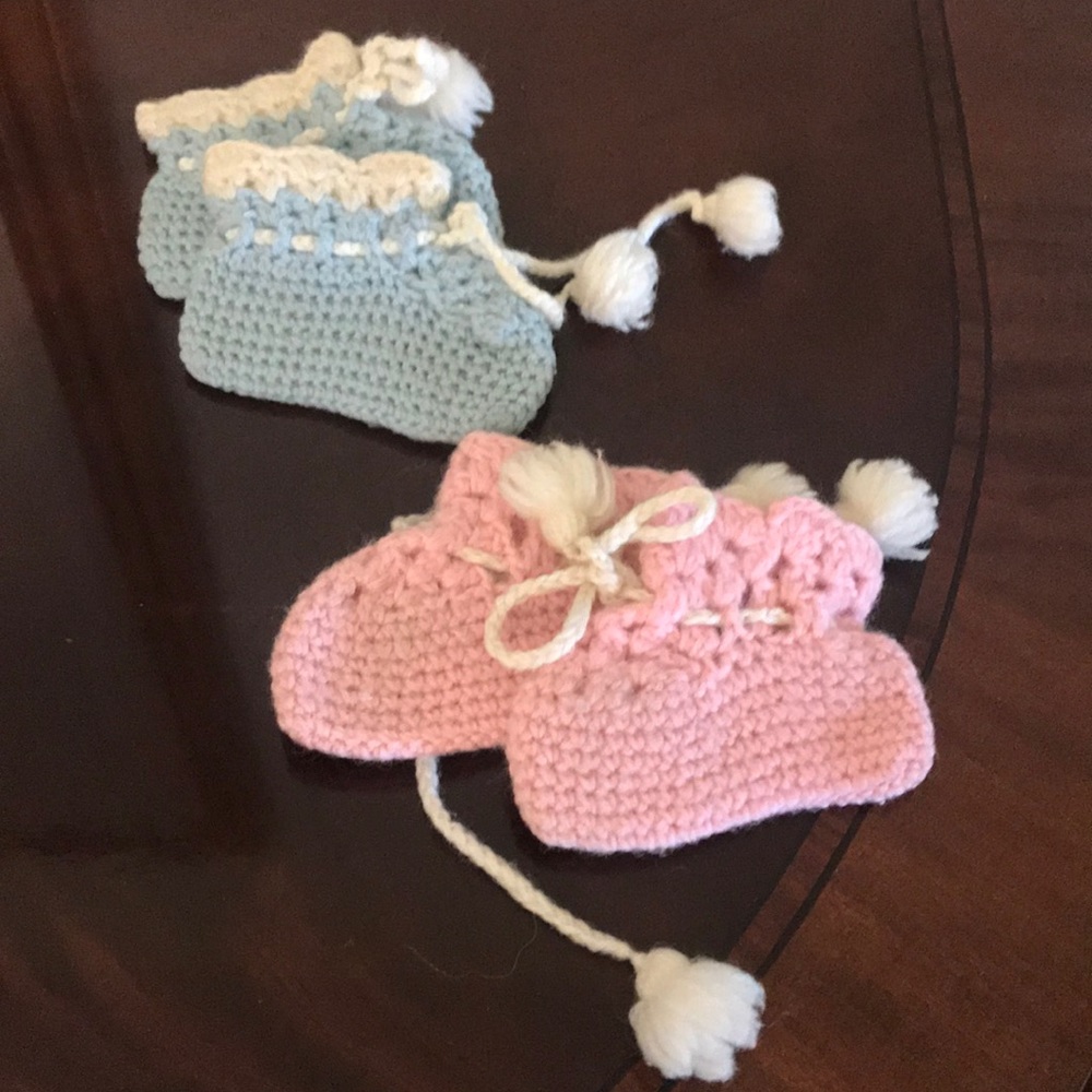 2 Pairs Vintage Baby Booties - Girl and Boy